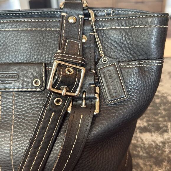 Coach Black Vintage Hamilton Pebbled Leather Handbag Tote Bag 13089 - Picture 2 of 6